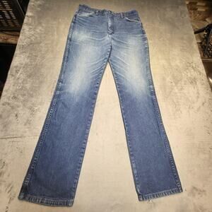 Vintage Wrangler Jeans Mens 34x35 Blue Western Cowboy Cut Distressed Denim Pants